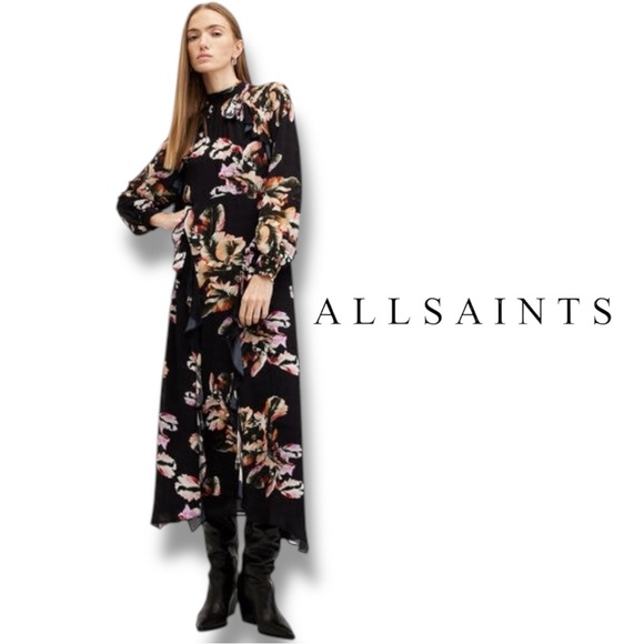 All Saints Dresses & Skirts - NWT ALLSAINTS JESSICA FLORAL PRINT RUFFLE MAXI DRESS US SZ 12 / UK 16 ALL SAINTS